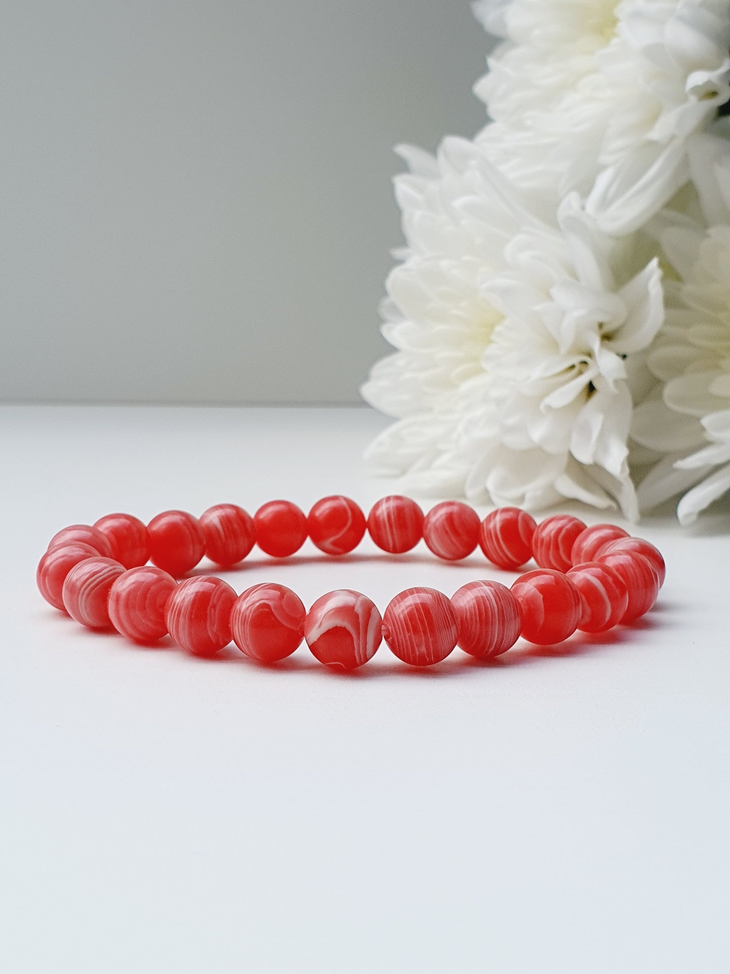 Rhodochrosite natural stone bracelet 8 mm bead