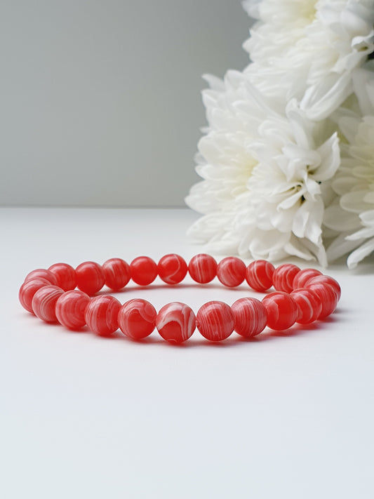Rhodochrosite natural stone bracelet 8 mm bead