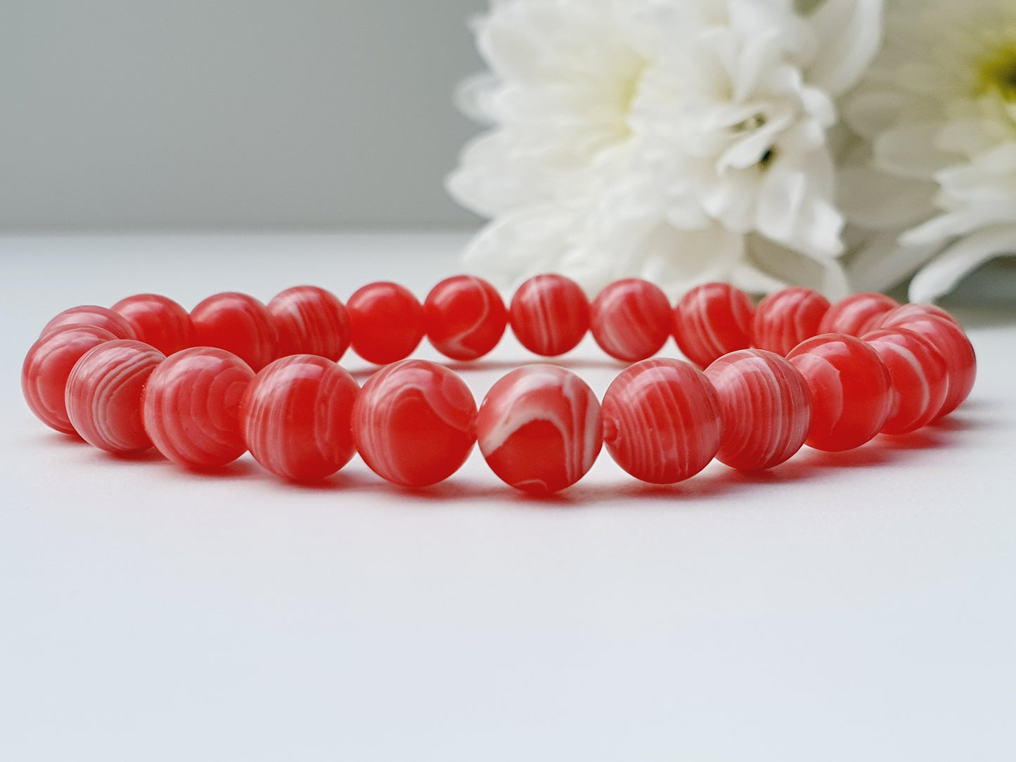 Rhodochrosite natural stone bracelet 8 mm bead