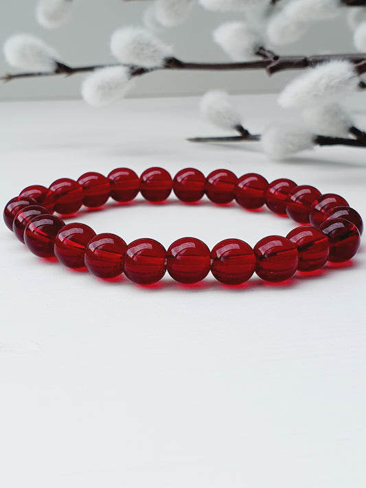 Garnet bracelet from natural stone 8mm bead gift box jewellery