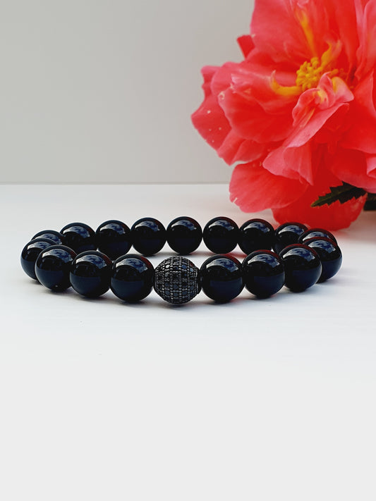 Black Tourmaline natural stone bracelet 10mm bead