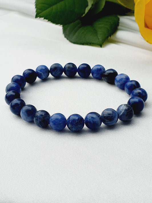 Sodalite natural stone bracelet 8mm beaded, gift box jewellery, Uk