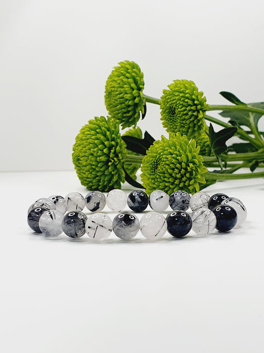 Tourmaline Quartz natural gemstone bracelet 8mm bead
