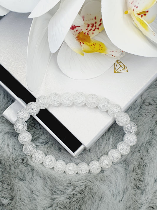 Mountain cracked crystal natural stone bracelet 8mm bead