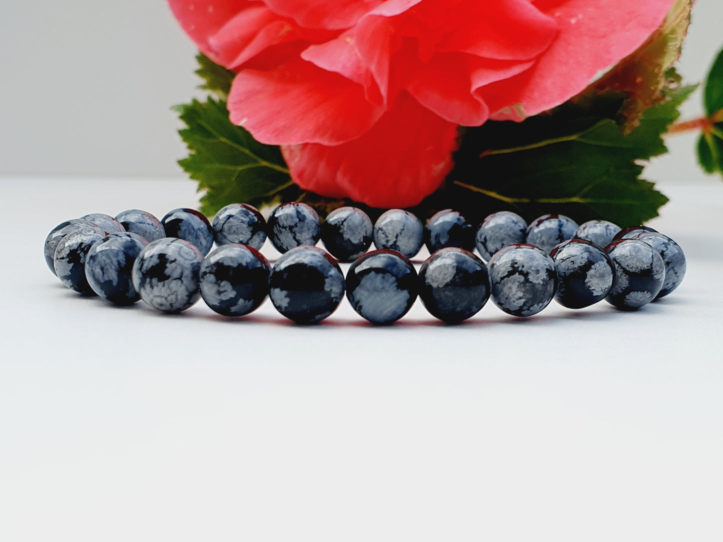 Snowflake obsidian natural stone bracelet 8mm bead